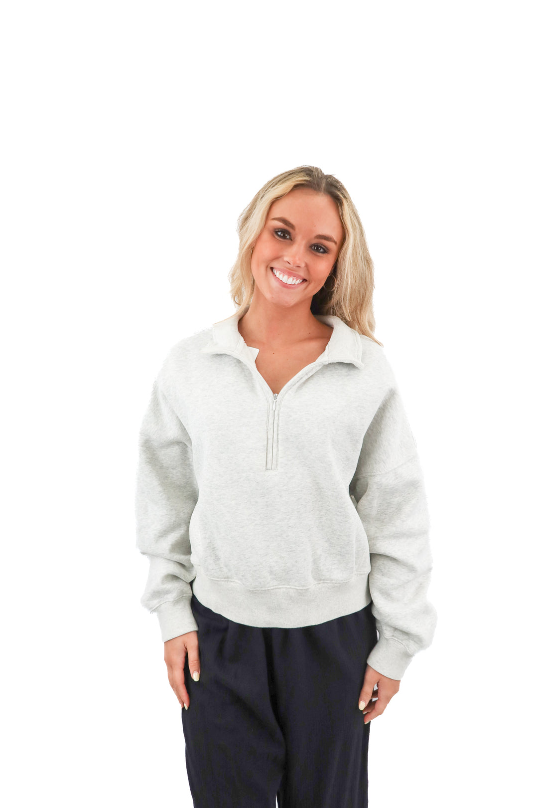 abercrombie & fitch grey 1/4 zip pullover (M)