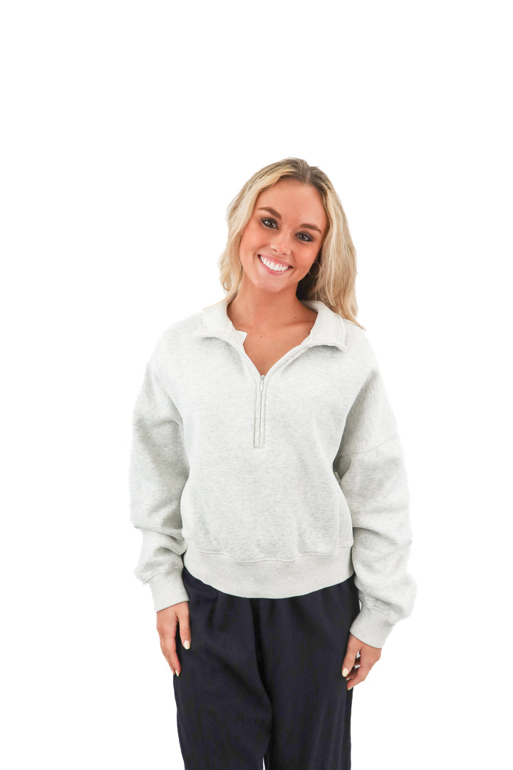 abercrombie & fitch grey 1/4 zip pullover (M)
