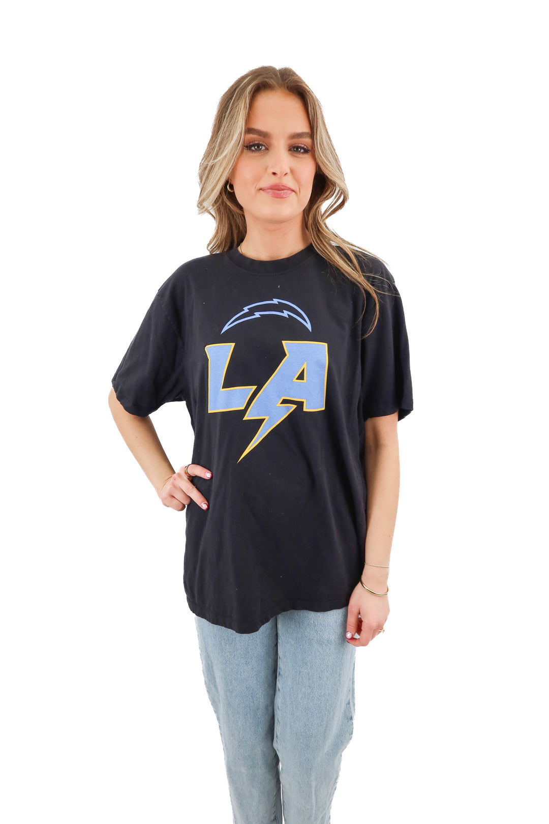 47 brand black la chargers shirt (xl; retail $48)
