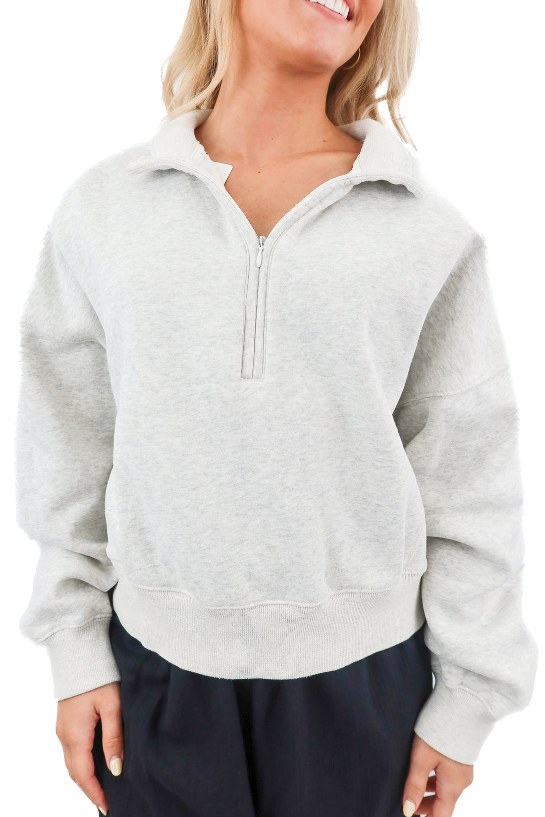 abercrombie & fitch grey 1/4 zip pullover (M)