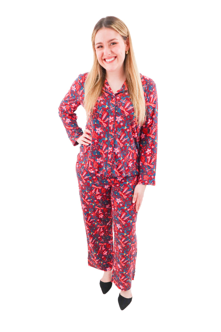 soma holly jolly cool nights printed pj set nwt (l; retail $118)