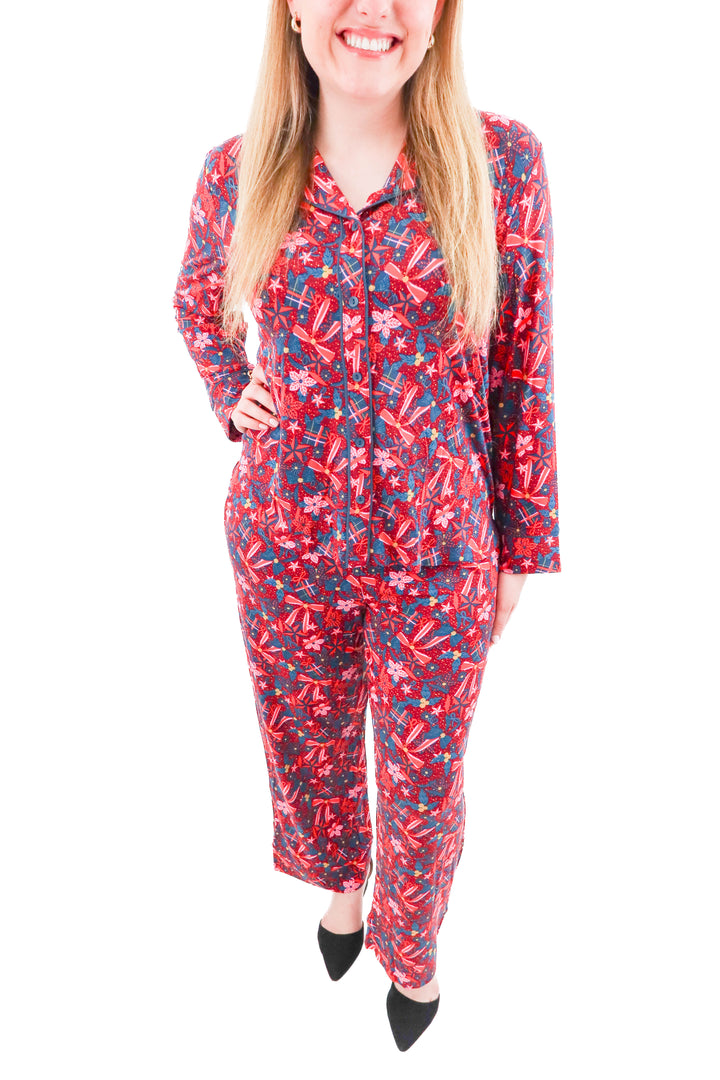 soma holly jolly cool nights printed pj set nwt (l; retail $118)