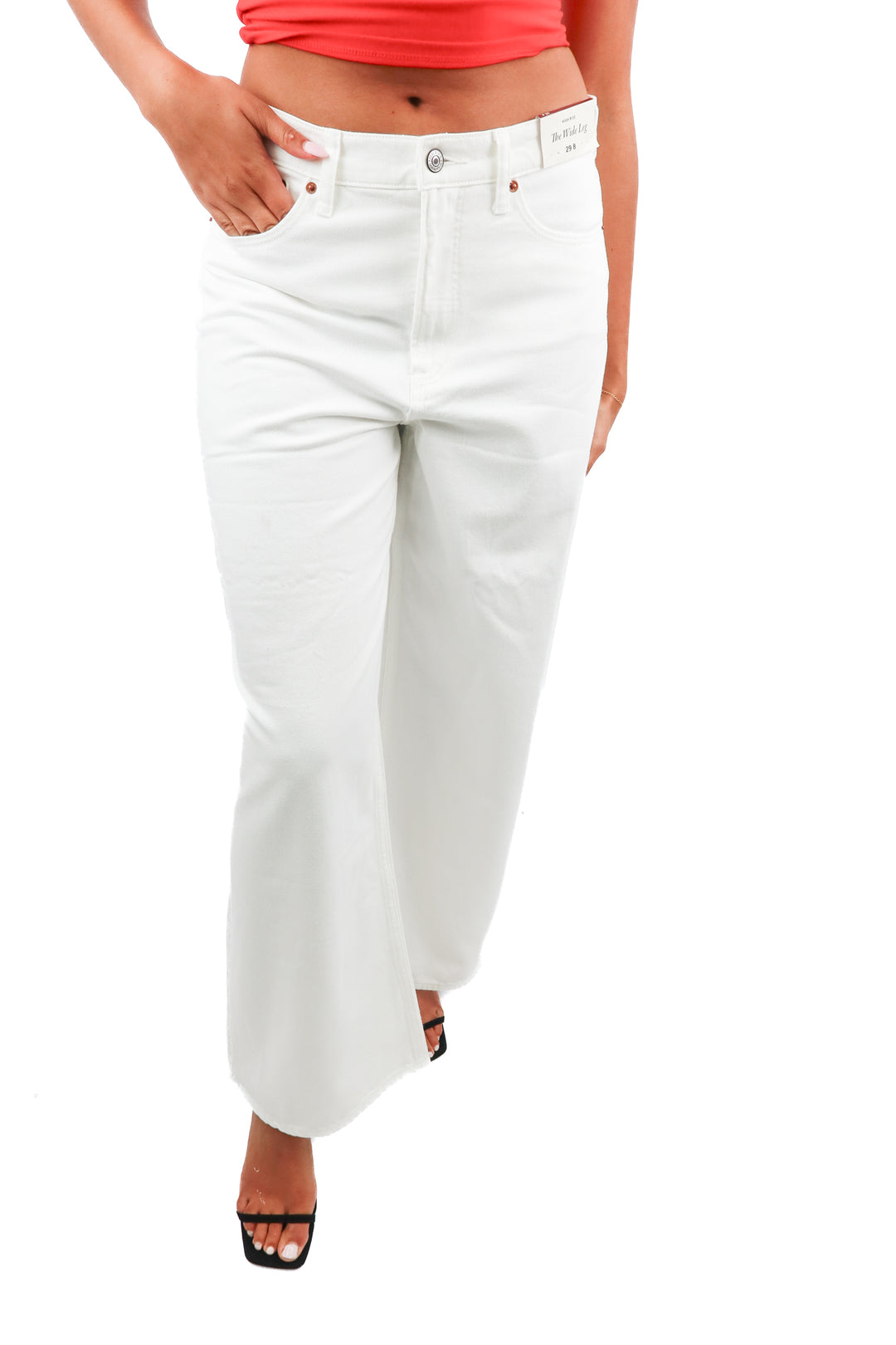 abercrombie & fitch white the high rise wide leg jeans NWT (29; retail $90)