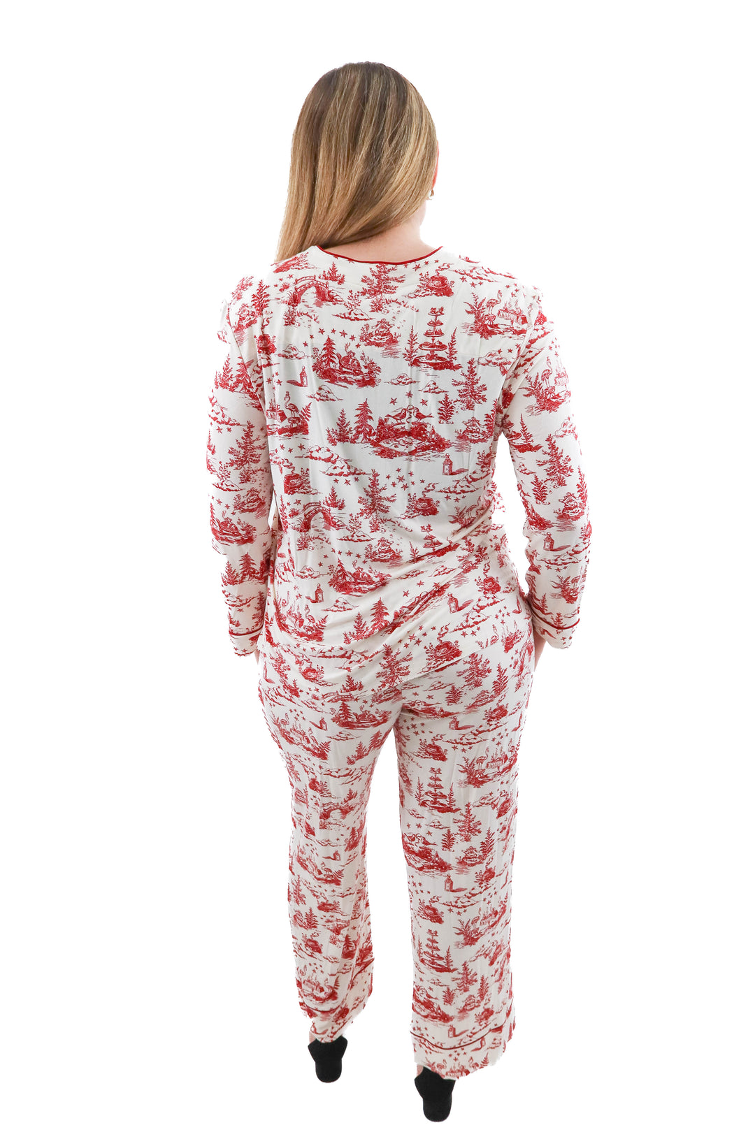 soma cream/red cool nights printed pj set nwt (l; retail $118)
