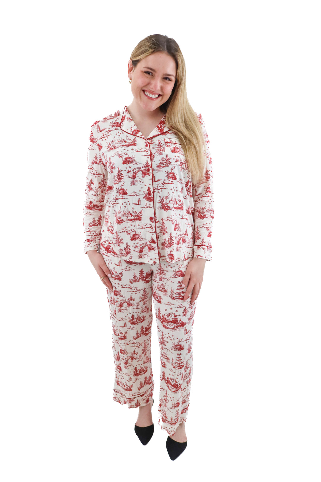 soma cream/red cool nights printed pj set nwt (l; retail $118)