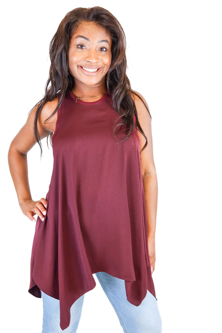 ralph lauren maroon long sleeveless top (m)