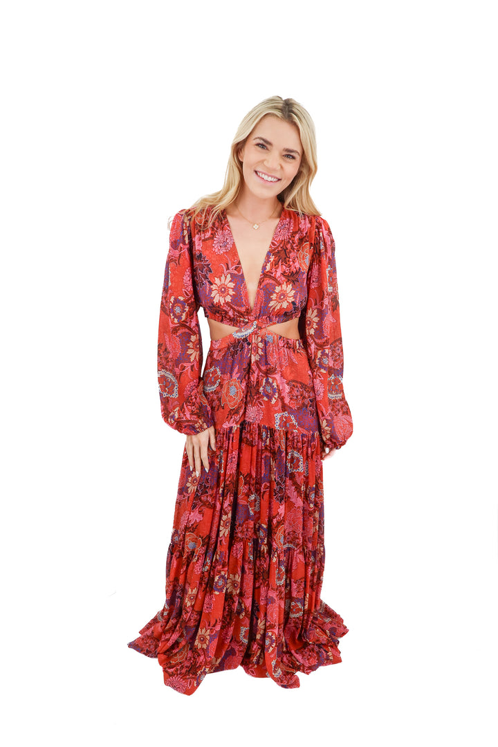 a.l.c printed silk floral maxi dress (4; retail $525)