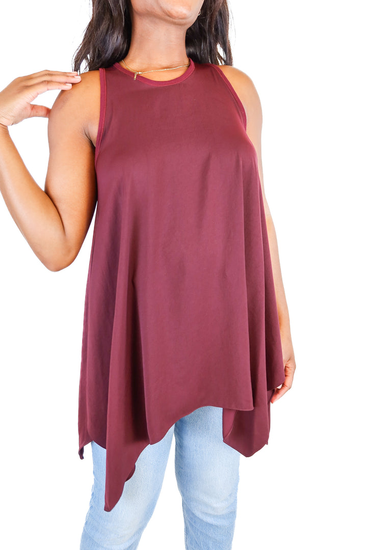 ralph lauren maroon long sleeveless top (m)