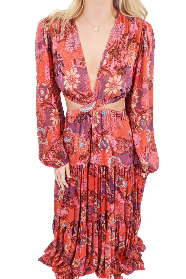 a.l.c printed silk floral maxi dress (4; retail $525)