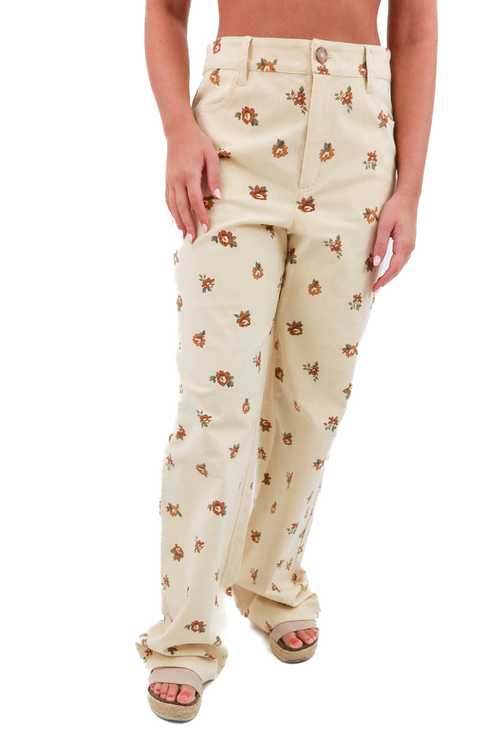 sezane cream floral pants (40)