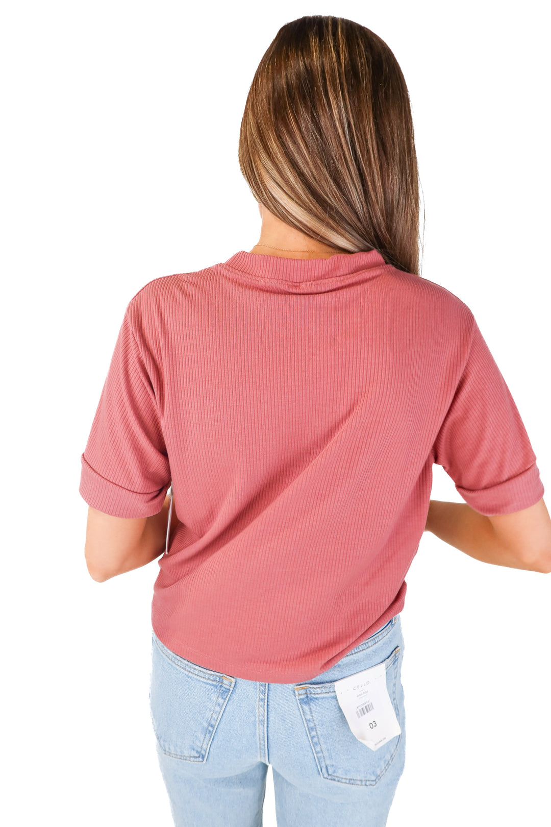 jantzen mauve ribbed tee (s)