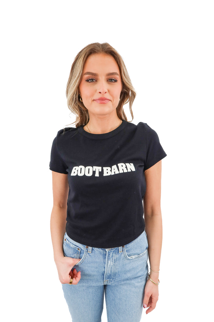 boot barn black baby tee NWT (L; retail $24.99)