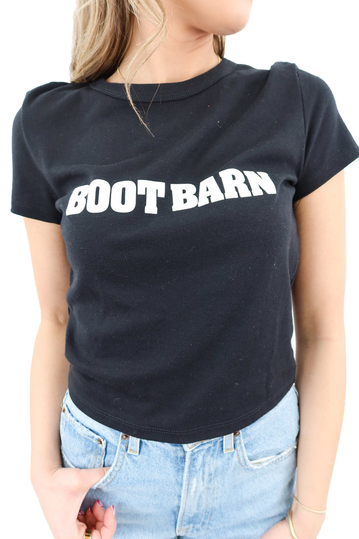 boot barn black baby tee NWT (L; retail $24.99)