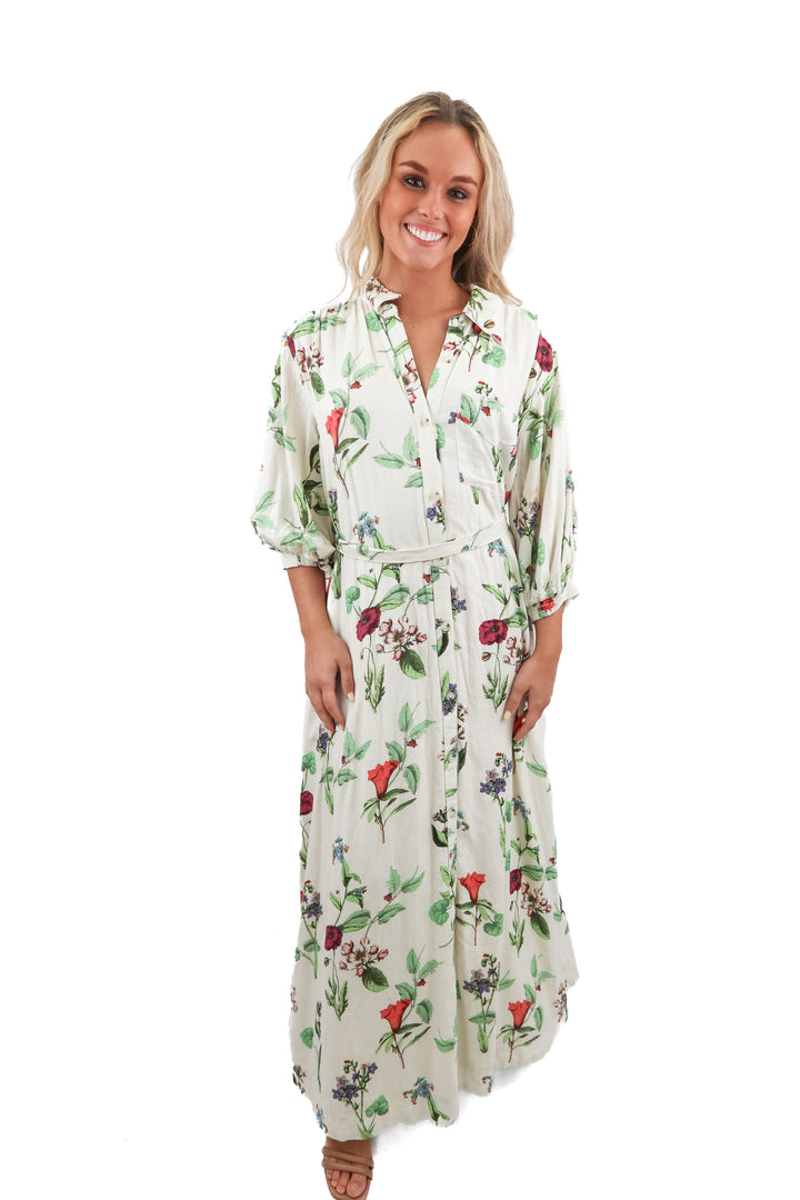 maeve cream floral maxi dress (M)