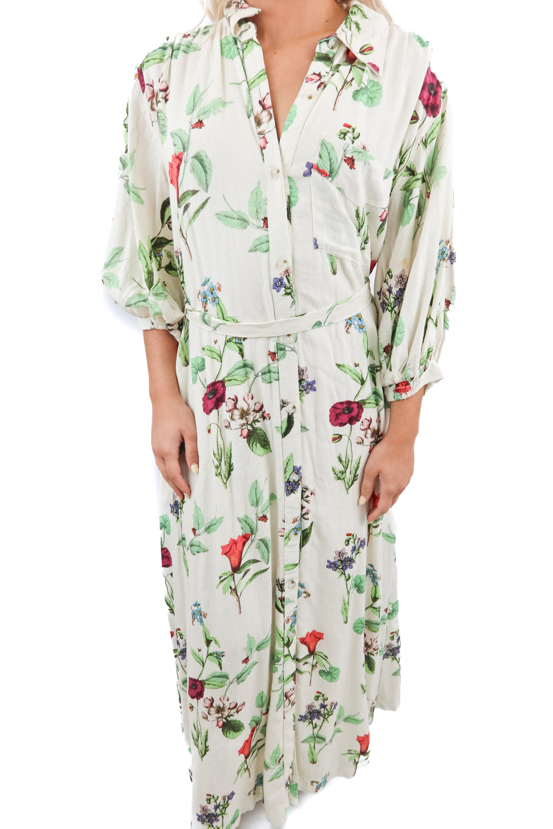maeve cream floral maxi dress (M)