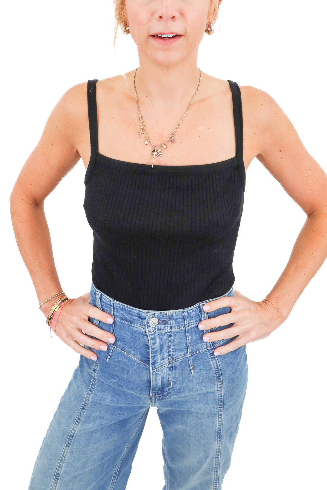 citizens of humanity black ribbed bodysuit (m)
