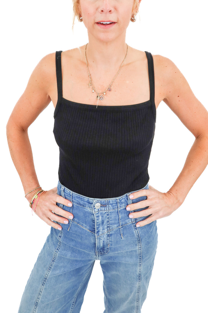 citizens of humanity black ribbed bodysuit (m)