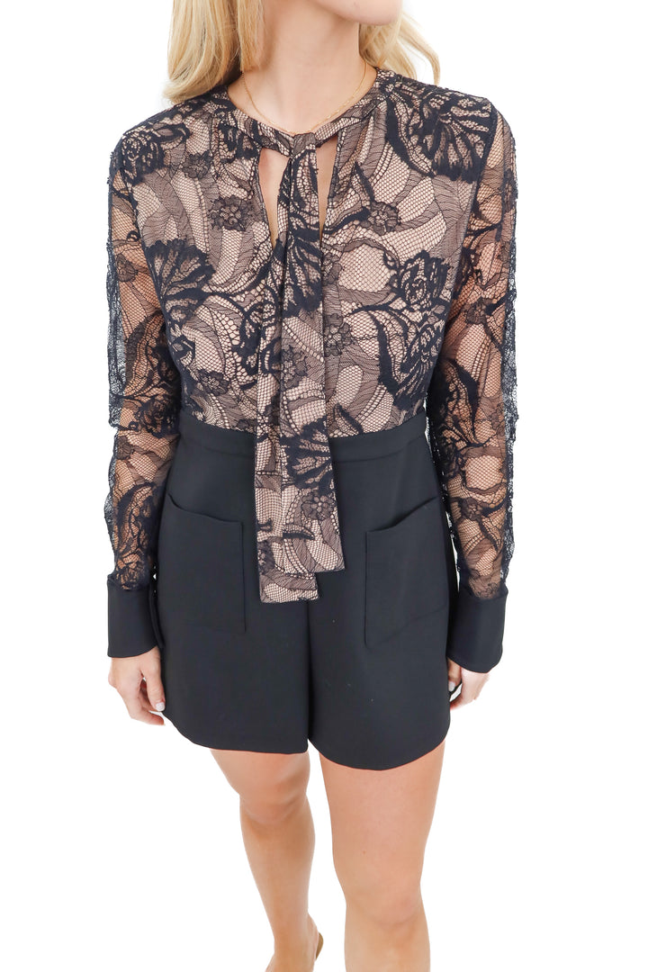 alexis black lace long sleeve romper NWT (M; retail $518.00)