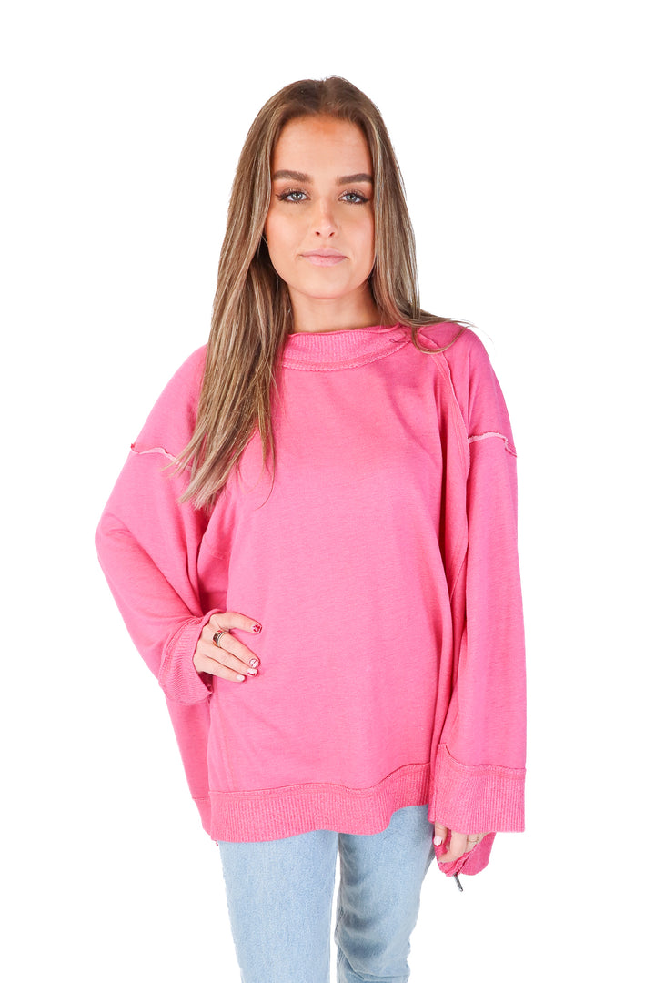 SOLD: free people movement pink oversize pullover (xs; retail $148)