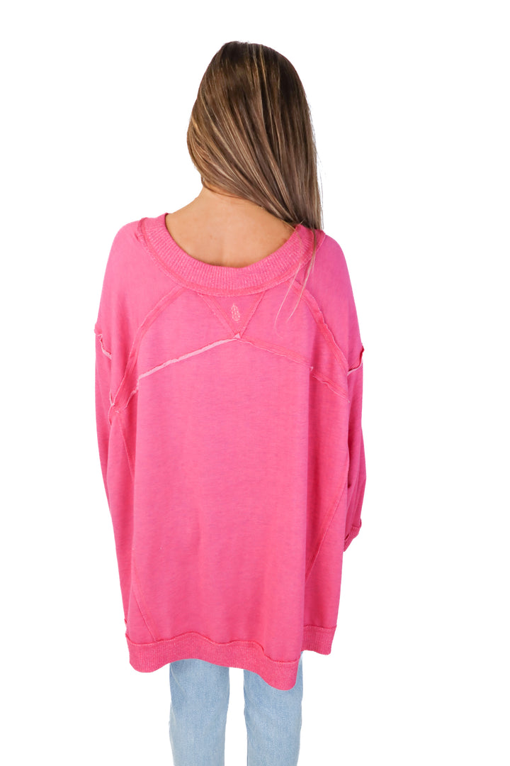 SOLD: free people movement pink oversize pullover (xs; retail $148)