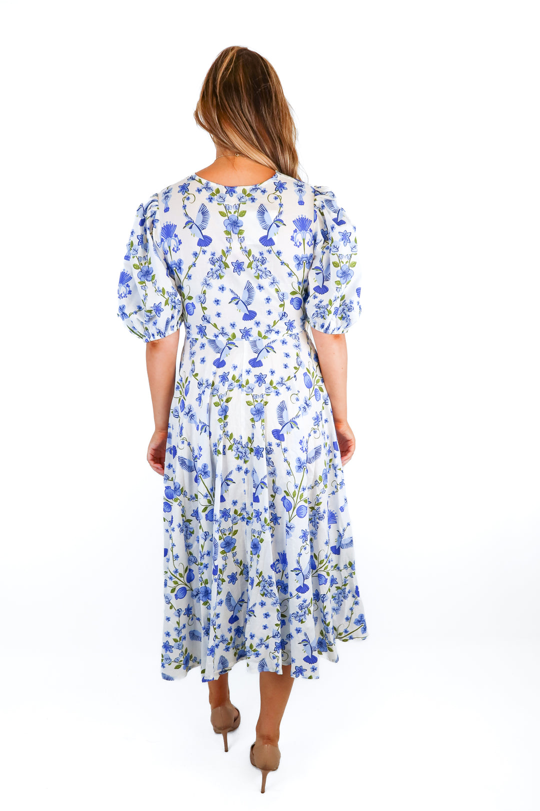 beyond by vera white and blue floral maxi dress NWT (L; retails for $355)