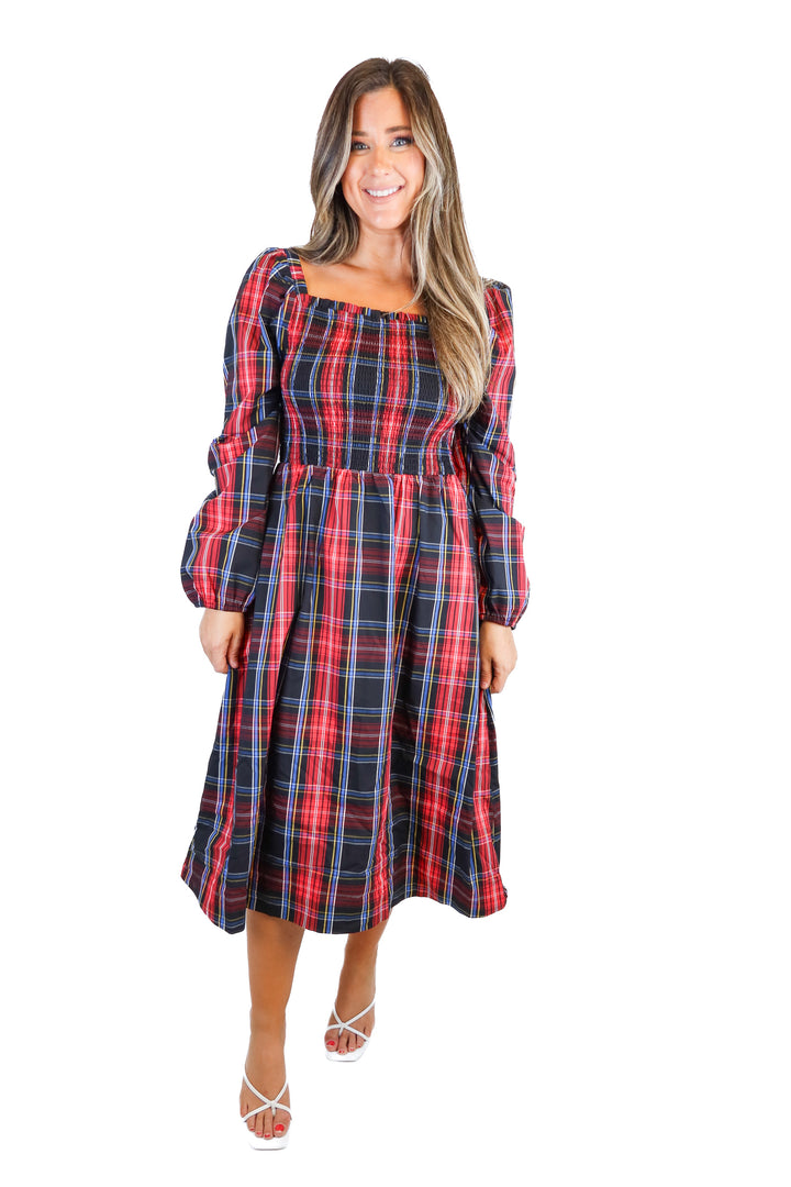 draper james plaid maxi dress (m; retail $168)