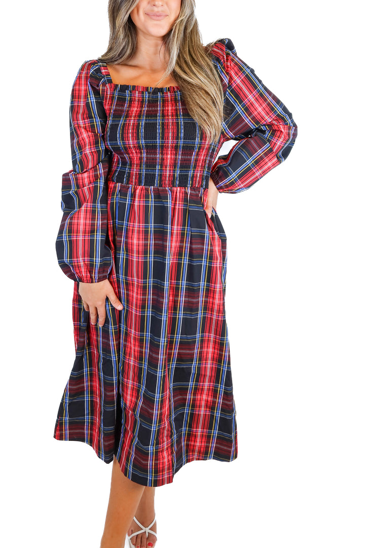 draper james plaid maxi dress (m; retail $168)