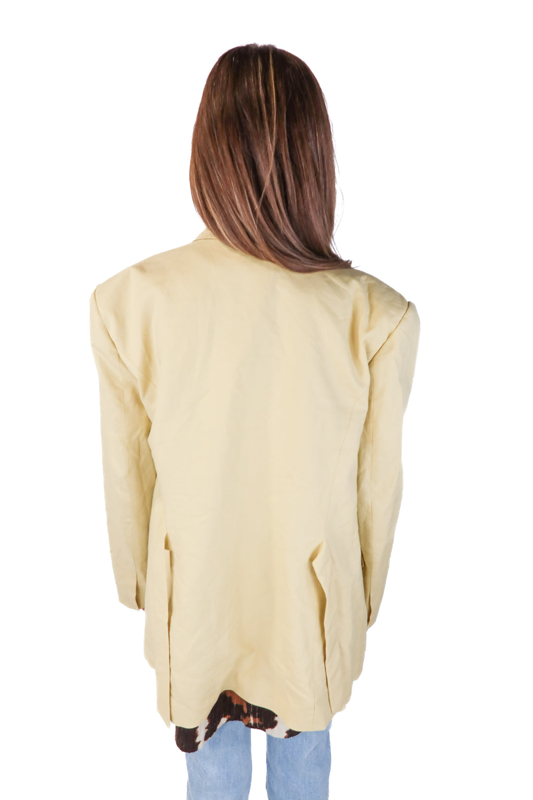 l'academie stretch linen boyfriend blazer in butter yellow NWT (s; retail $265)
