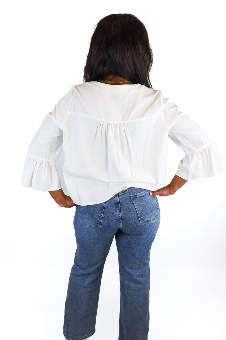 madewell white button up blouse (L)