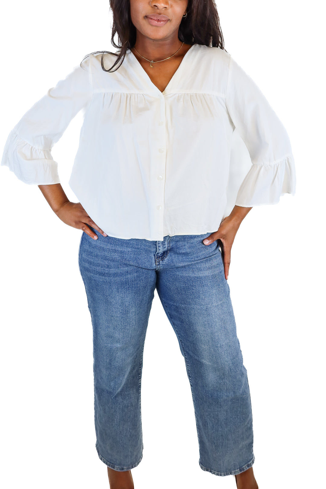 madewell white button up blouse (L)