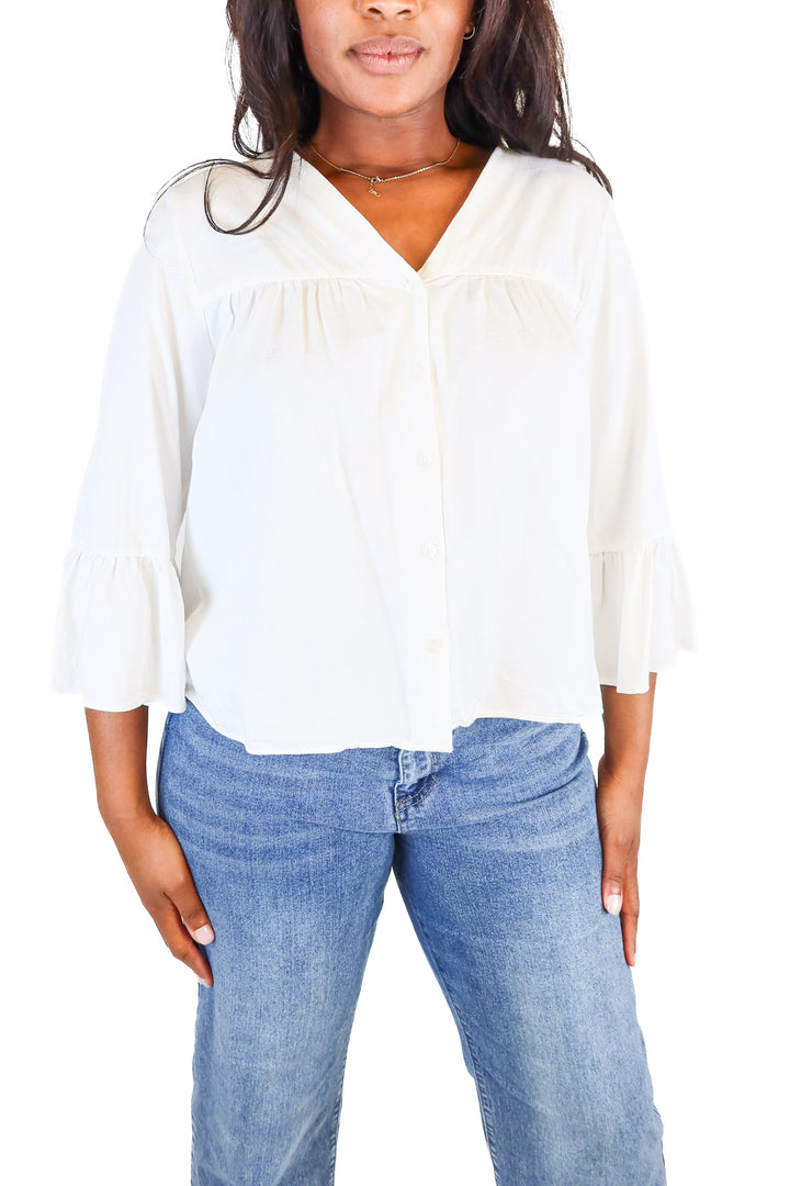 madewell white button up blouse (L)