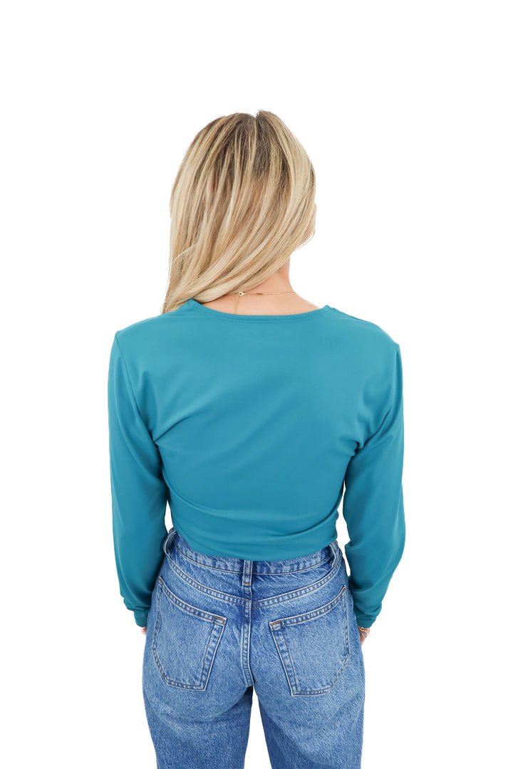 abercrombie & fitch teal cut out bodysuit (L)