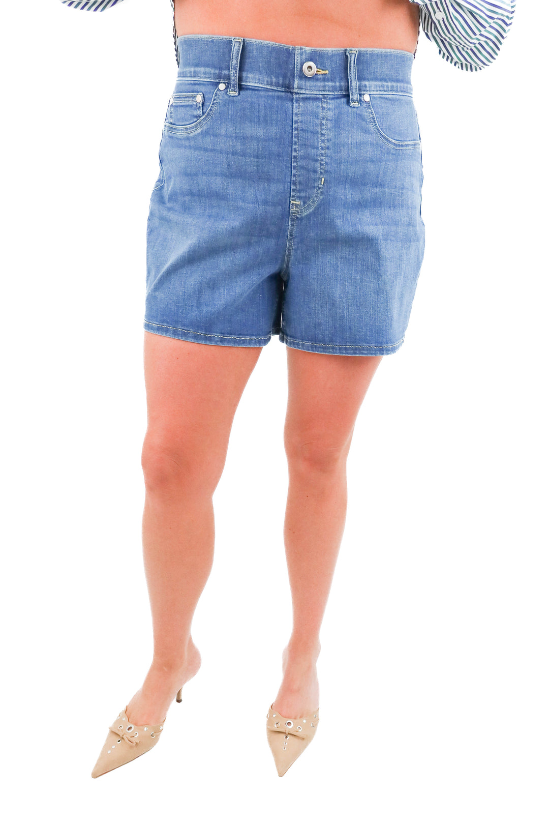 spanx vintage indigo 5"  denim shorts nwt (l)