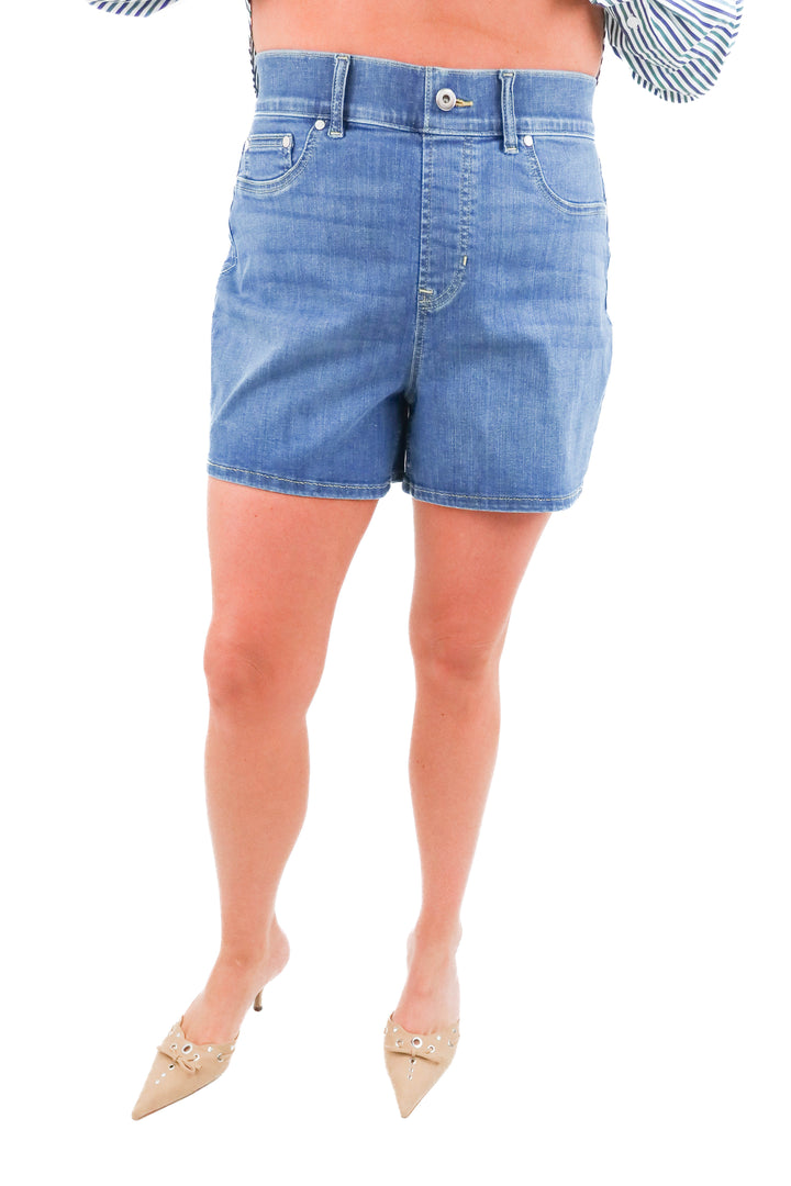 spanx vintage indigo 5"  denim shorts nwt (l)