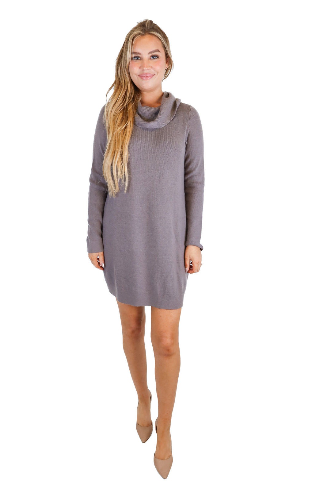 bb dakota dark grey turtleneck sweater dress nwt (L; retail $65)