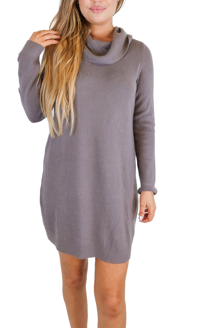 bb dakota dark grey turtleneck sweater dress nwt (L; retail $65)
