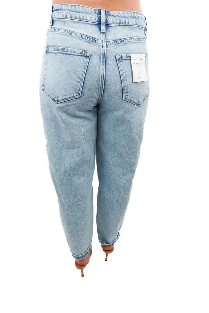 flying monkey light wash high rise barrel jeans nwt (27; retail $75)