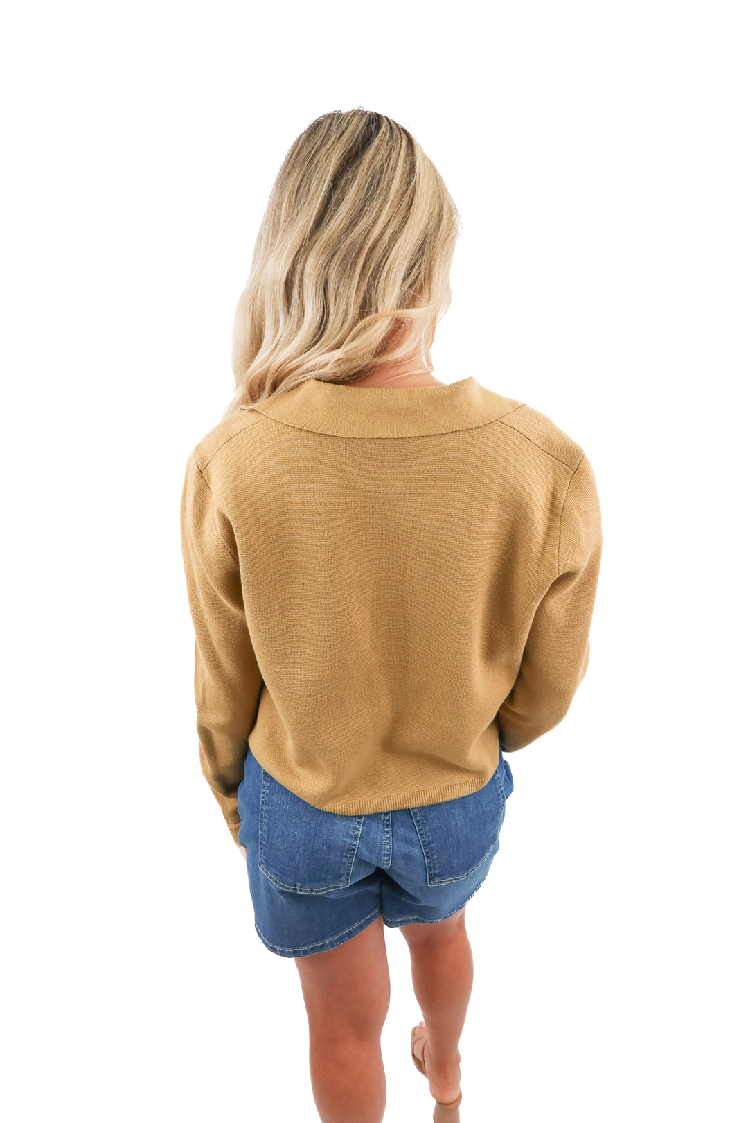 j. crew khaki green knit collared cardigan (M)