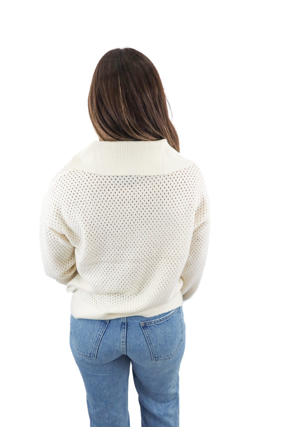 universal threads cream knit 1/4 zip sweater (M)