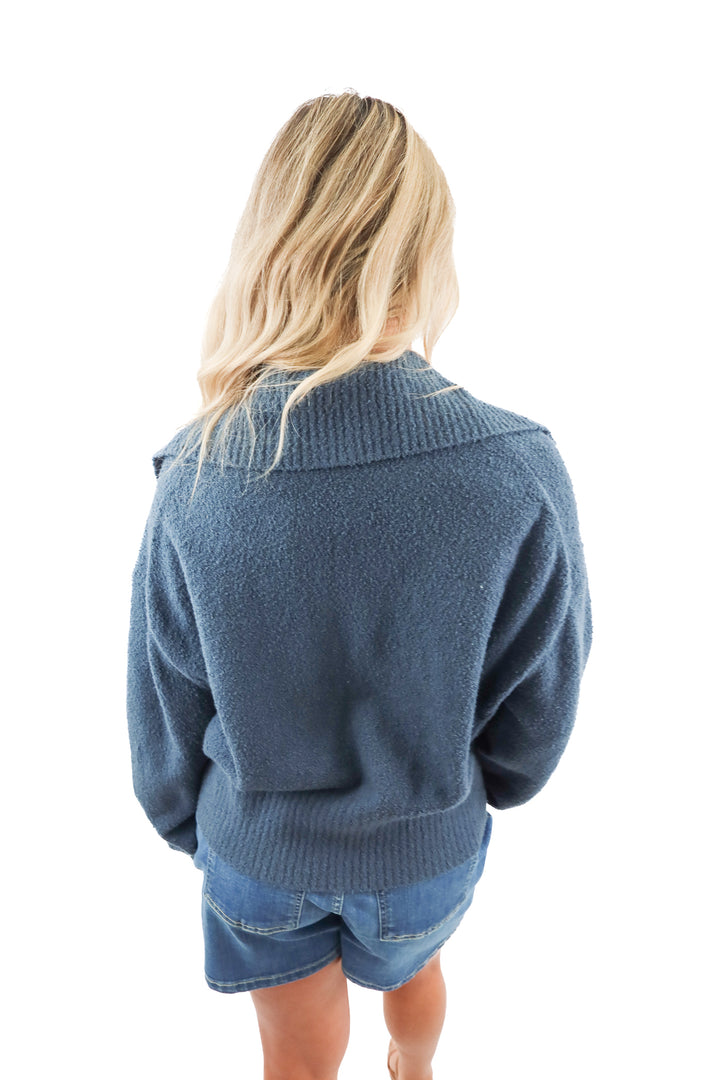 j. crew blue knit cardigan (M)