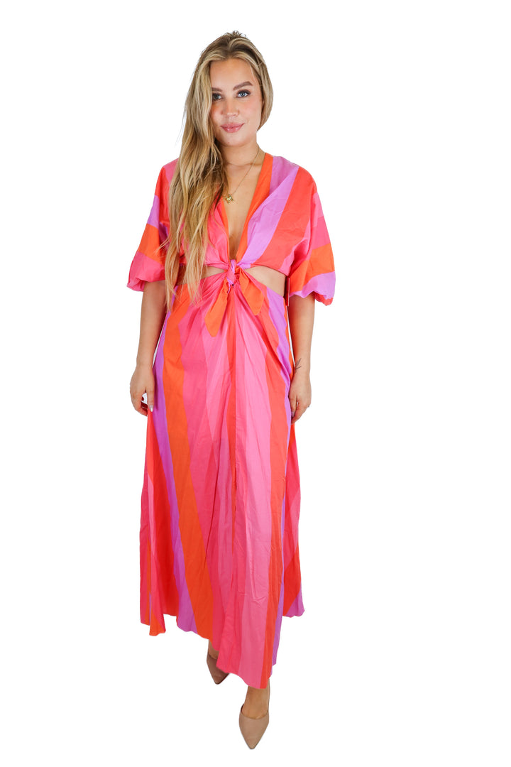 buddy love colorful striped maxi dress NWT (L)