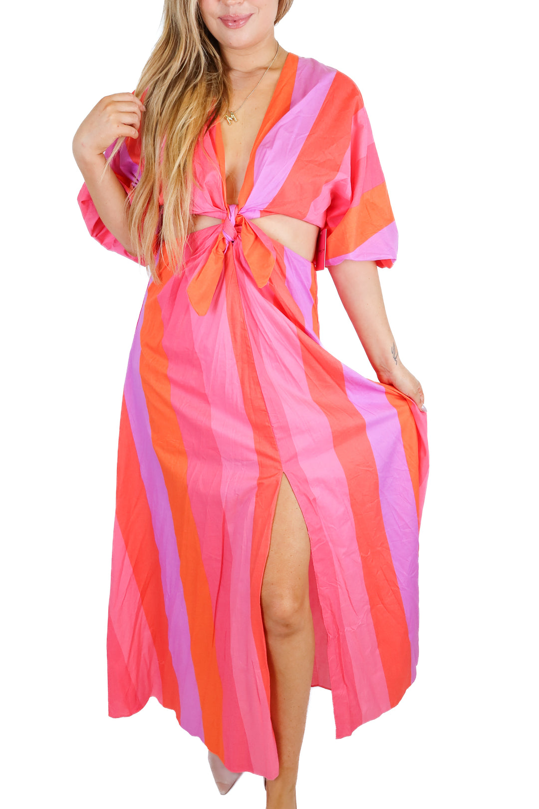 buddy love colorful striped maxi dress NWT (L)