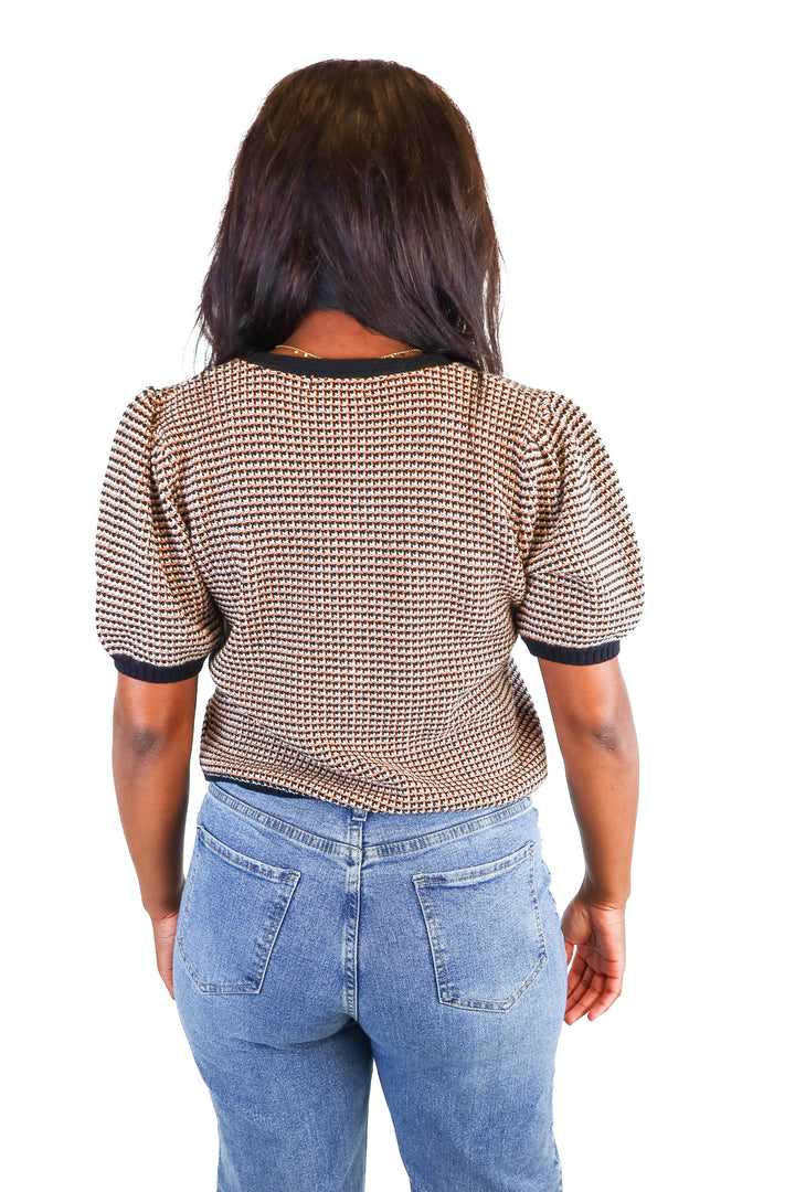 525 brown/black/white knit sweater NWT (M; $129)