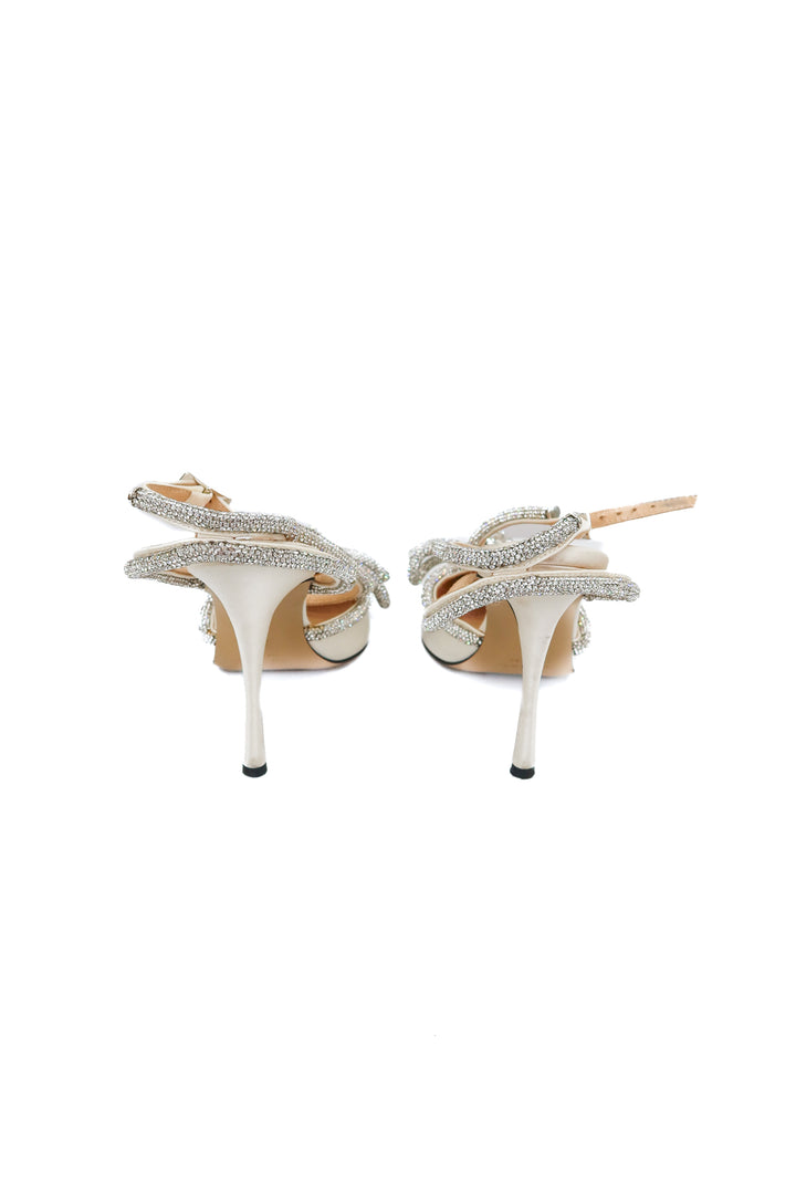Mach & Mach Double Bow Embellished Satin Pumps (38/ US7.5-8; retail $1,005)