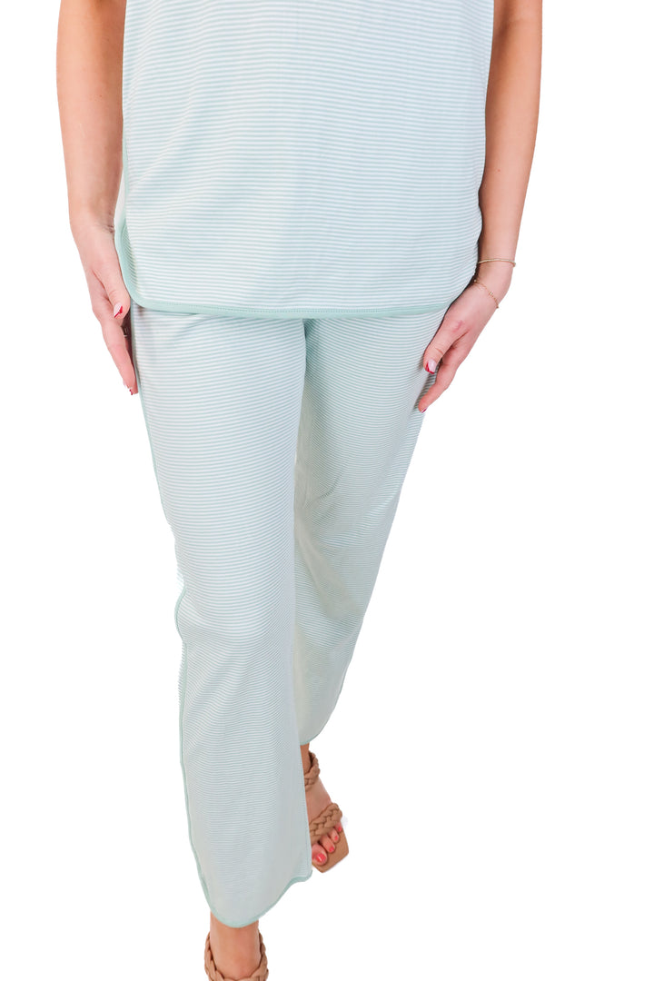 lake mint/white striped pj 3-piece set NWOT (xs; retail $148)
