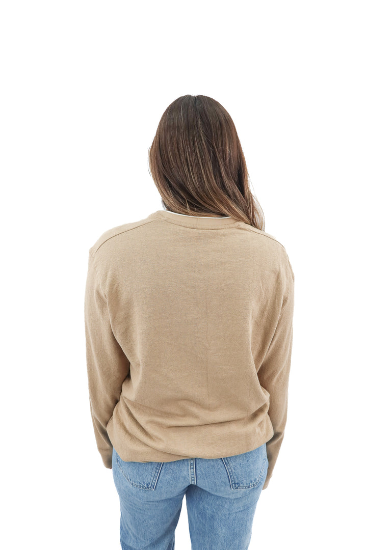 zara taupe long sleeve top (XL)