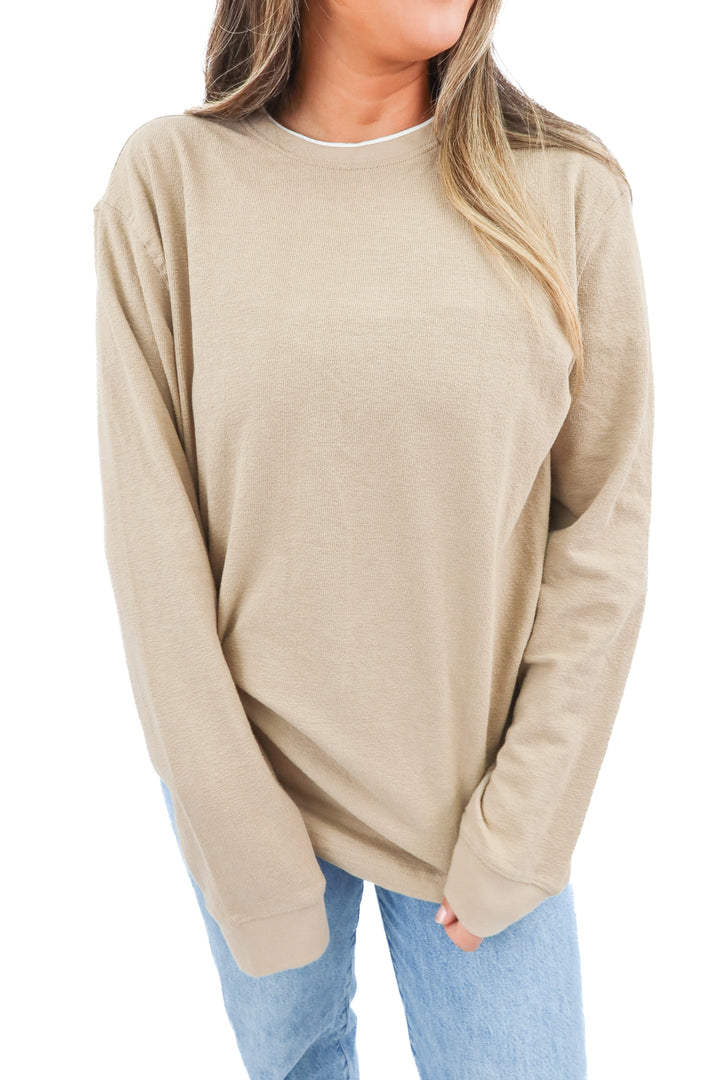 zara taupe long sleeve top (XL)