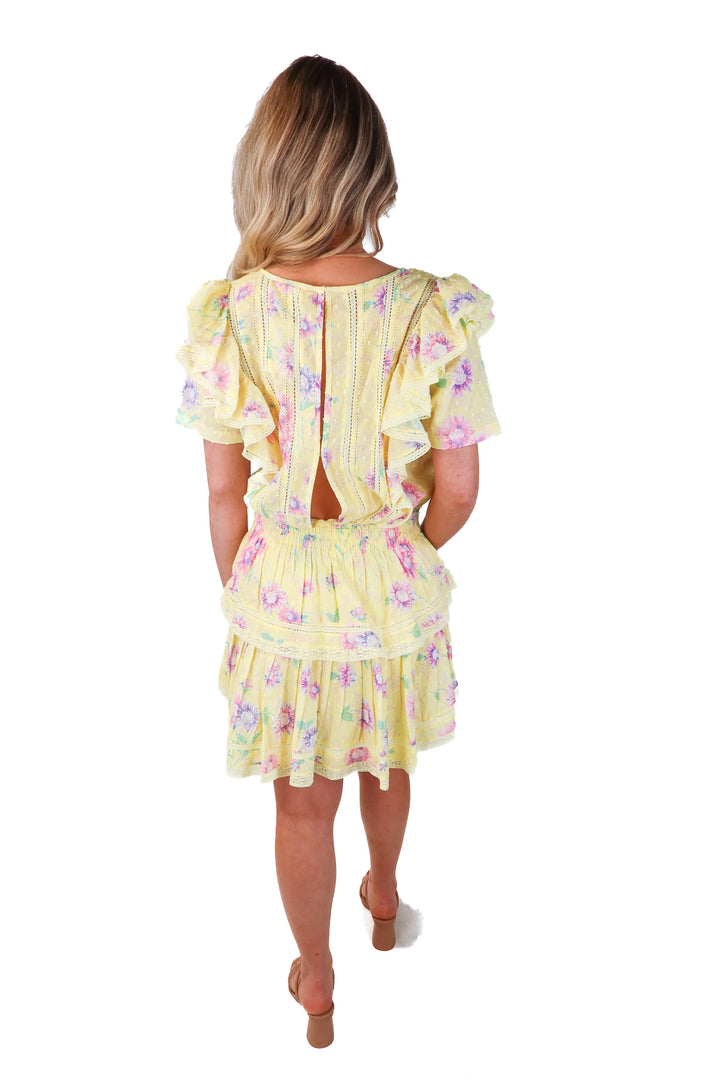 love shack fancy yellow floral dress NWT (s; retails $345)