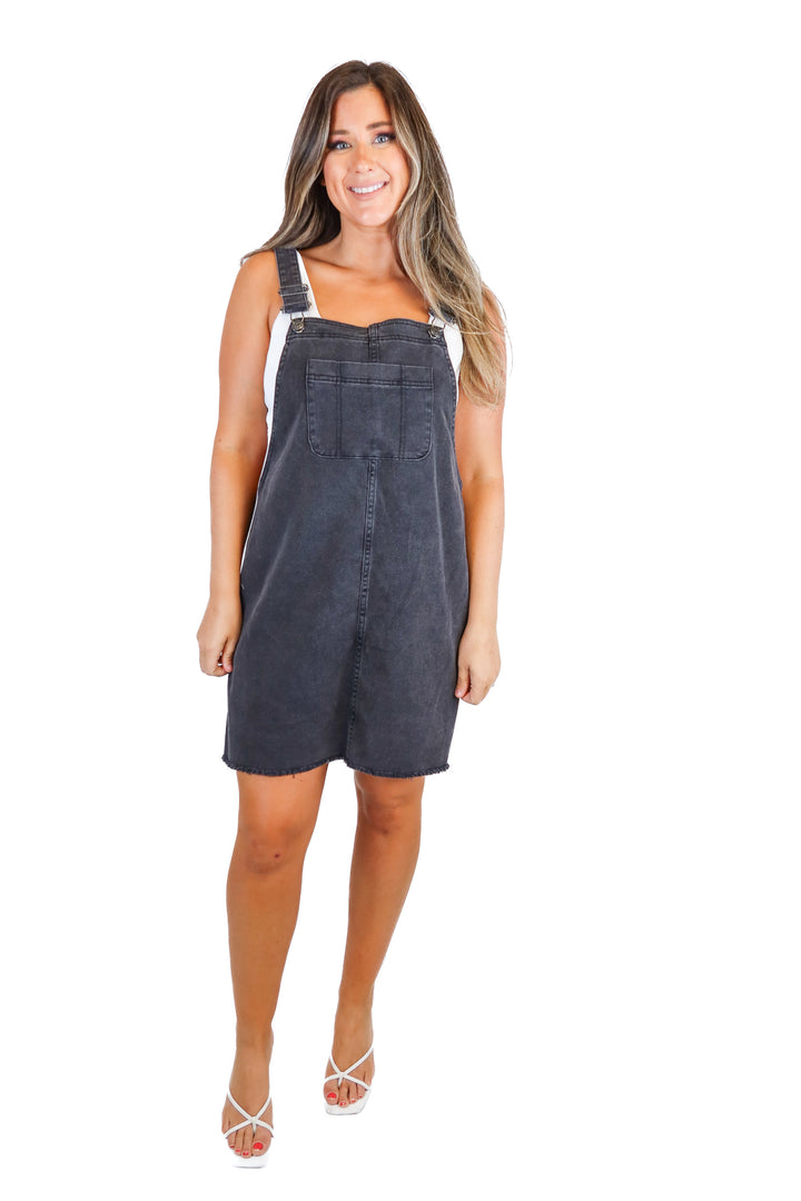black overall denim dress NWT (L)