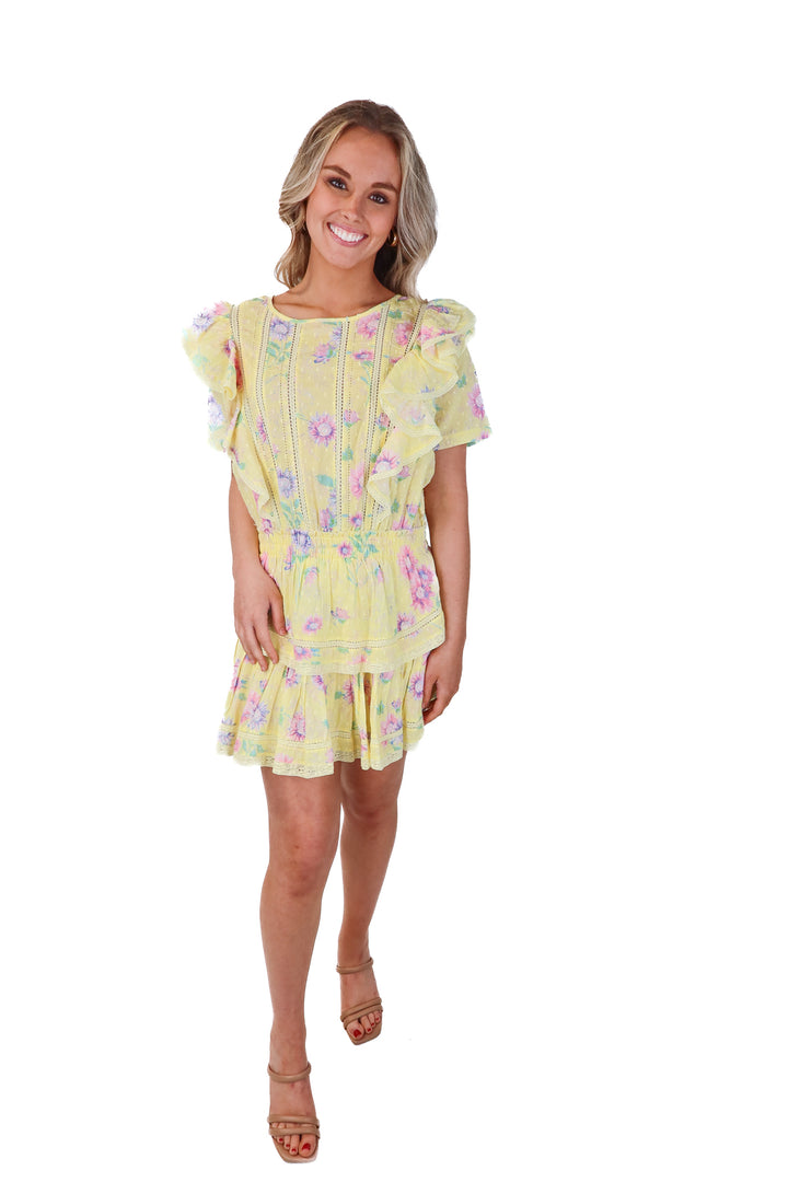 love shack fancy yellow floral dress NWT (s; retails $345)